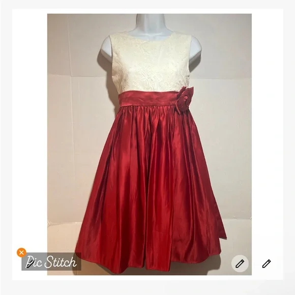 Size 14 Elegant Red and White Girls Dress - Picture 1 of 1
